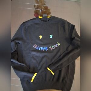 Paul Smith Black "Happy" Sweater with Colorful Lettering